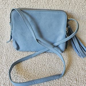 Urban Expressions blue tri-zip crossbody bag